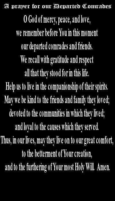 VFW Post 10223: Prayer for Departed Comrades